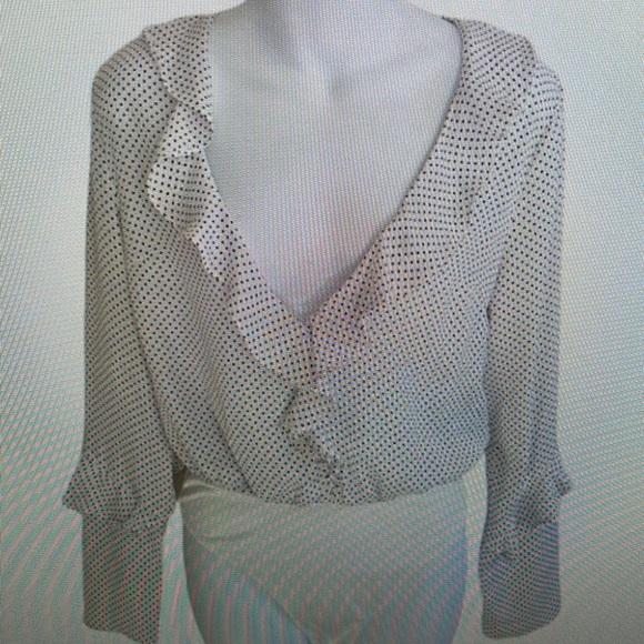 NUDE POLKADOT THONG BODYSUIT WITH RUFFLE TRIM L/S. S - Picture 2 of 9